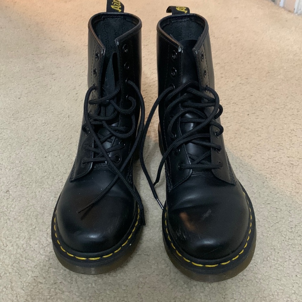 Dr Martens Black Leather Lace Up Boots Size US 7